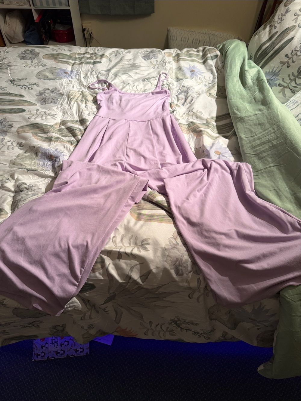 Lilac Wide-Leg Satin-Feel Jumpsuit Bodysuit